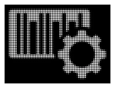 White Halftone Bar Code Settings Icon Stock Illustration