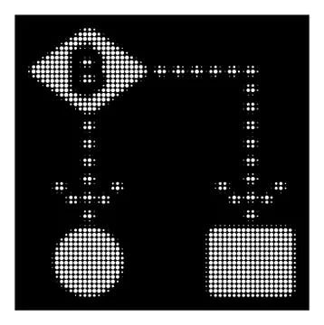 White Halftone Bitcoin Algorithm Scheme Icon イラスト素材