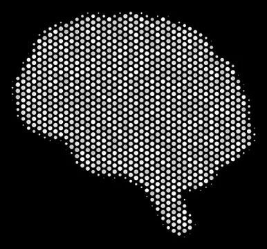 White Halftone Brain Icon 스톡 일러스트