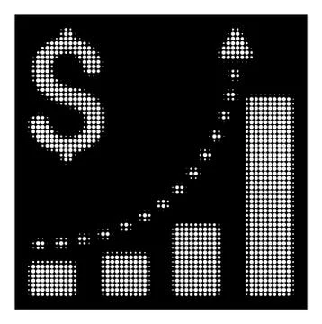 White Halftone Business Bar Chart Positive Trend Icon Stock Illustration