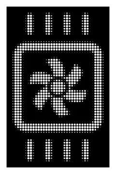 White Halftone Chip Cooling Icon Stock-Illustration