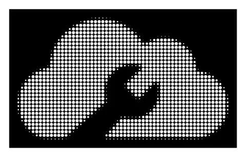 White Halftone Cloud Wrench Tools Icon Illustrazione stock