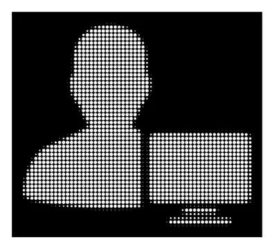 White Halftone Computer Administrator Icon Illustrazione stock
