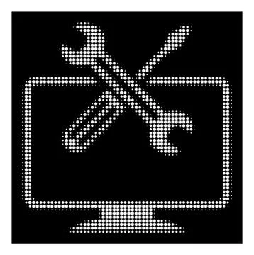 White Halftone Computer Tools Icon Stock Illustration
