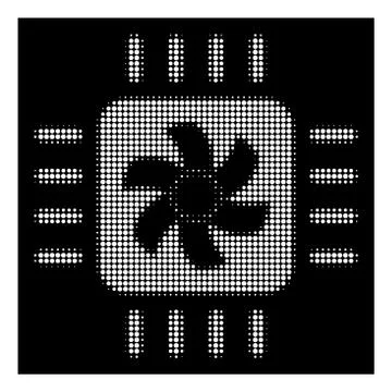 White Halftone CPU Cooler Icon Stockillustratie