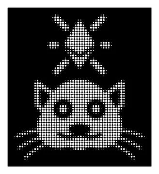 White Halftone Crypto Kitty Icon Stock Illustration