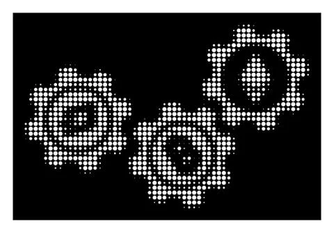 White Halftone Cryptocurrency Conversion Gears Icon イラスト素材
