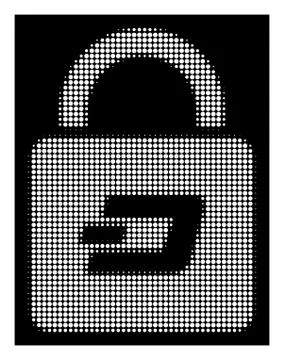 White Halftone Dash Lock Icon Stock Illustration