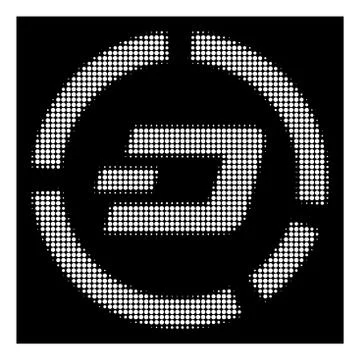 White Halftone Dash Pie Chart Icon Stock Illustration