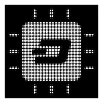 White Halftone Dash Processor Chip Icon Stockillustratie