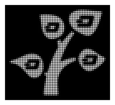 White Halftone Dash Tree Icon Stock Illustration