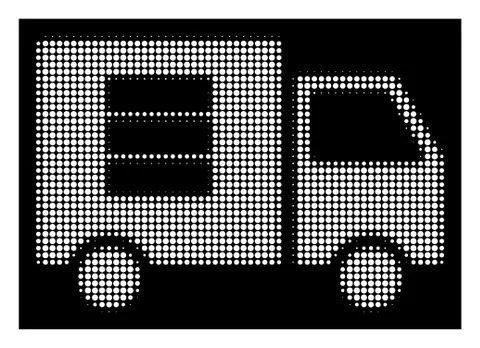 White Halftone Data Transfer Van Icon Stock Illustration