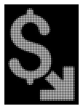 White Halftone Dollar Decrease Icon イラスト素材