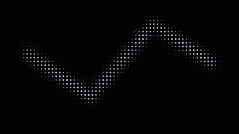 White halftone dot wave oscillating on black background Stock Footage 335875926