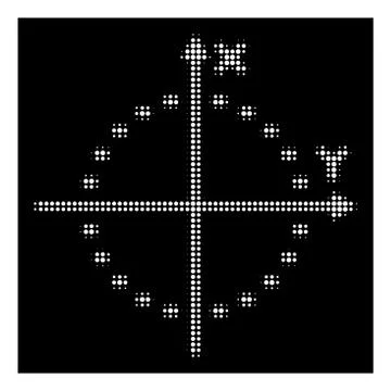 White Halftone Dotted Circle Plot Icon Illustrazione stock
