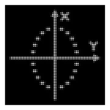 White Halftone Dotted Ellipse Plot Icon Stock Illustration