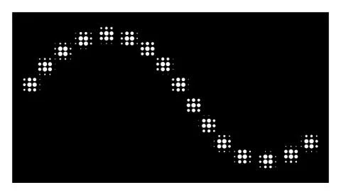 White Halftone Dotted Function Line Icon Stock Illustration