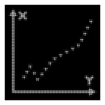 White Halftone Dotted Function Plot Icon Stock Illustration