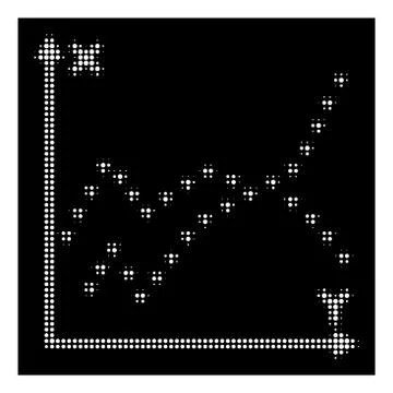 White Halftone Dotted Functions Plot Icon Ilustración de archivo