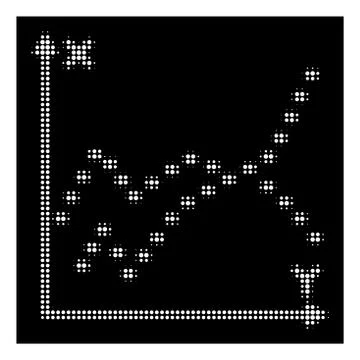 White Halftone Dotted Functions Plot Icon Illustrazione stock