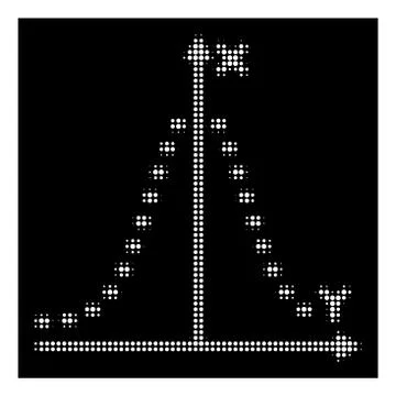 White Halftone Dotted Gauss Plot Icon Ilustración de archivo