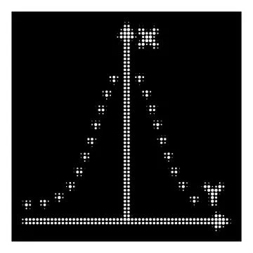 White Halftone Dotted Gauss Plot Icon Stock Illustration