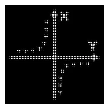 White Halftone Dotted Hyperbola Plot Icon Illustrazione stock