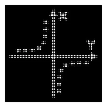 White Halftone Dotted Hyperbola Plot Icon Ilustración de archivo