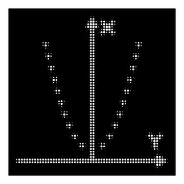 White Halftone Dotted Parabola Plot Icon Illustrazione stock