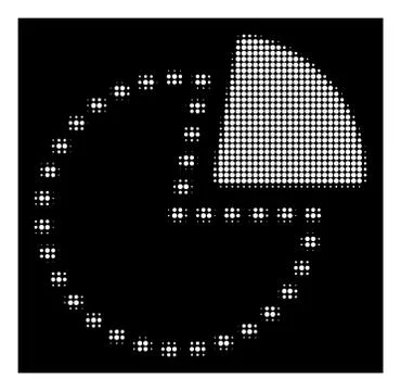 White Halftone Dotted Pie Chart Icon Stock Illustration