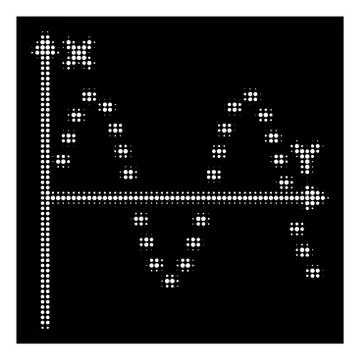 White Halftone Dotted Sine Plot Icon Ilustración de archivo