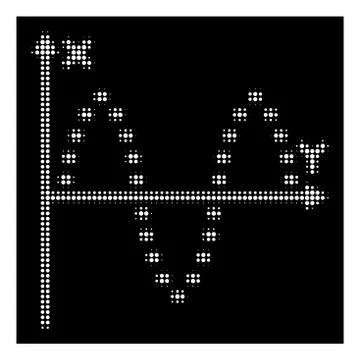 White Halftone Dotted Sinusoid Plot Icon Ilustración de archivo