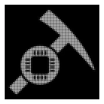 White Halftone Electronic Mining Hammer Icon 스톡 일러스트