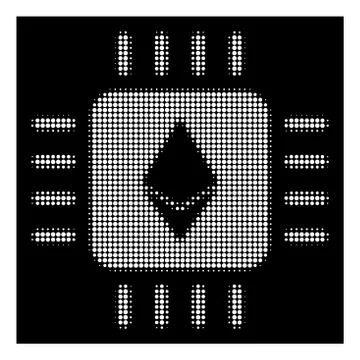 White Halftone Ethereum Processor Chip Icon Illustrazione stock