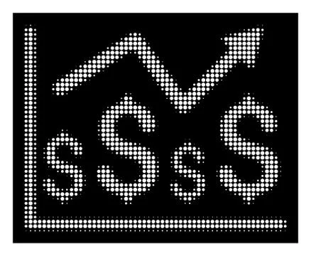 White Halftone Financial Graph Icon Stock Illustration
