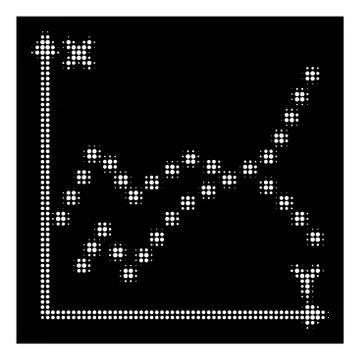 White Halftone Functions Plot Icon Illustration