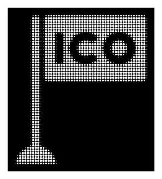 White Halftone ICO Rectangle Flag Icon Stock Illustration