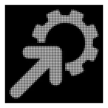 White Halftone Integration Cog Icon Stock Illustration