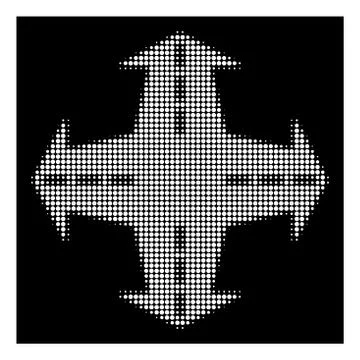 White Halftone Intersection Directions Icon Stock Illustration
