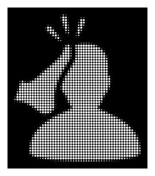White Halftone Kickboxer Icon Stock Illustration