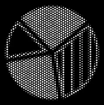White Halftone Pie Chart Icon Stock Illustration