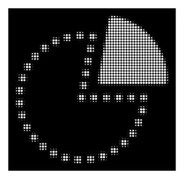 White Halftone Pie Chart Icon Stock Illustration