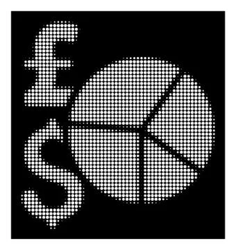 White Halftone Pound And Dollar Pie Chart Icon Stock Illustration