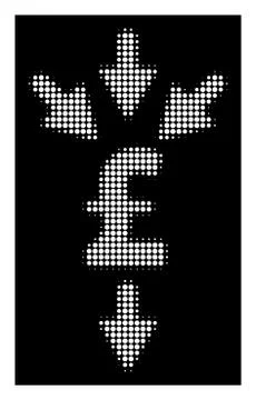 White Halftone Pound Combine Payments Icon Stock Illustration