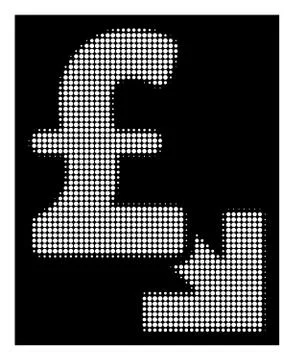 White Halftone Pound Decrease Icon Stockillustratie