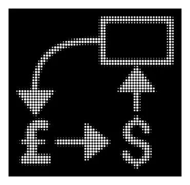 White Halftone Pound Dollar Flow Chart Icon Stock Illustration