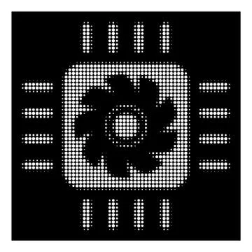 White Halftone Processor Cooler Icon Stock-Illustration