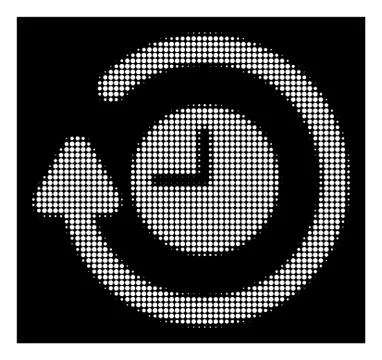 White Halftone Repeat Clock Icon Stock Illustration