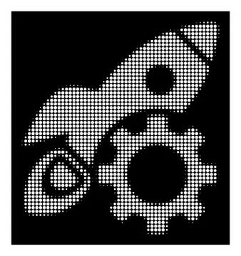 White Halftone Rocket Development Icon Illustrazione stock