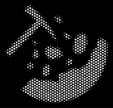 White Halftone Rocks Mining Icon Illustrazione stock